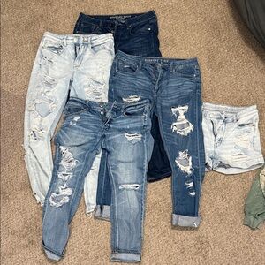 Lot of Distressed American Eagle branded Denim Jeans and Shorts Collection